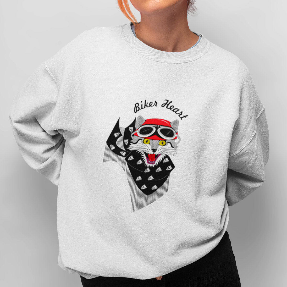White Sweatshirt Biker heart