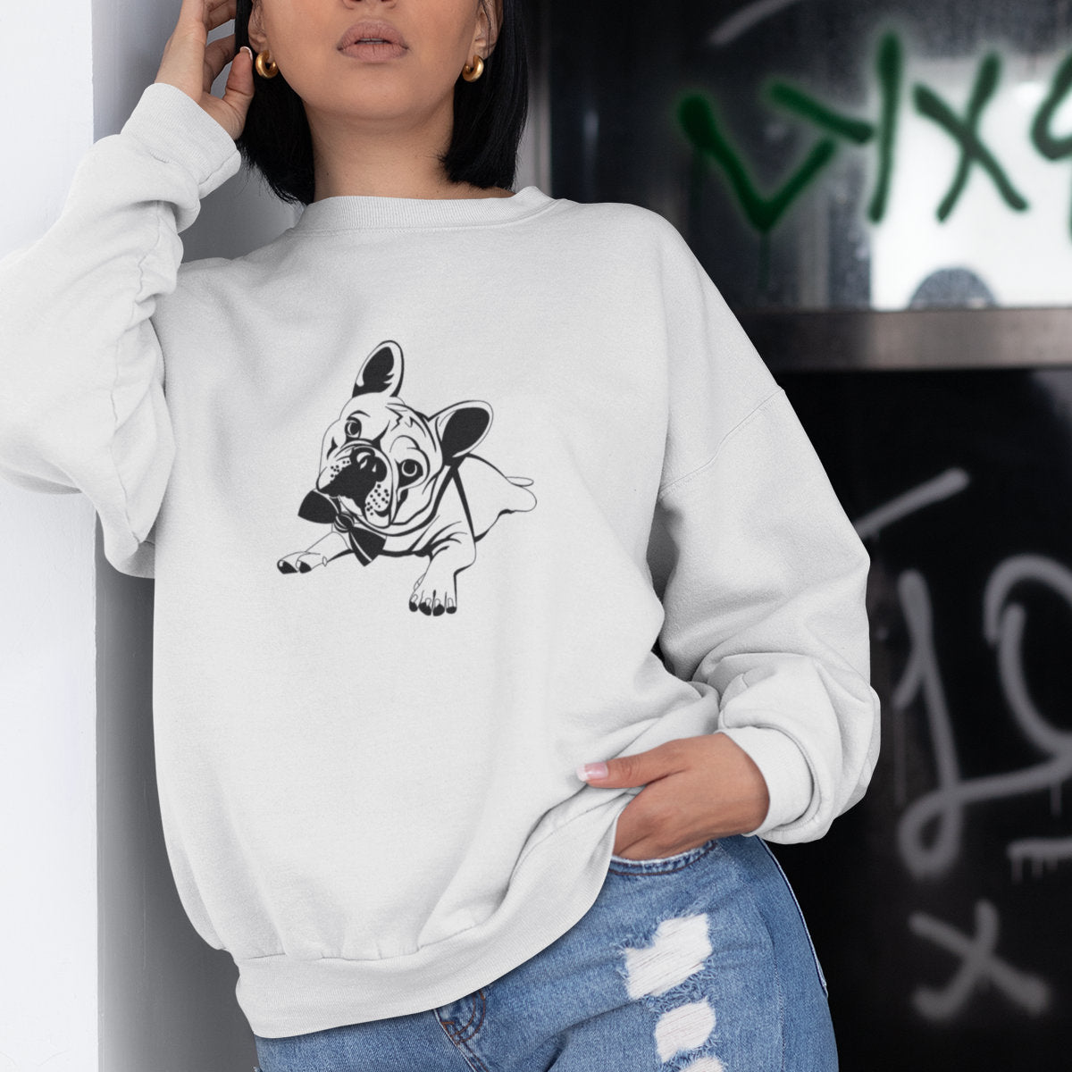White Sweatshirt French bulldog