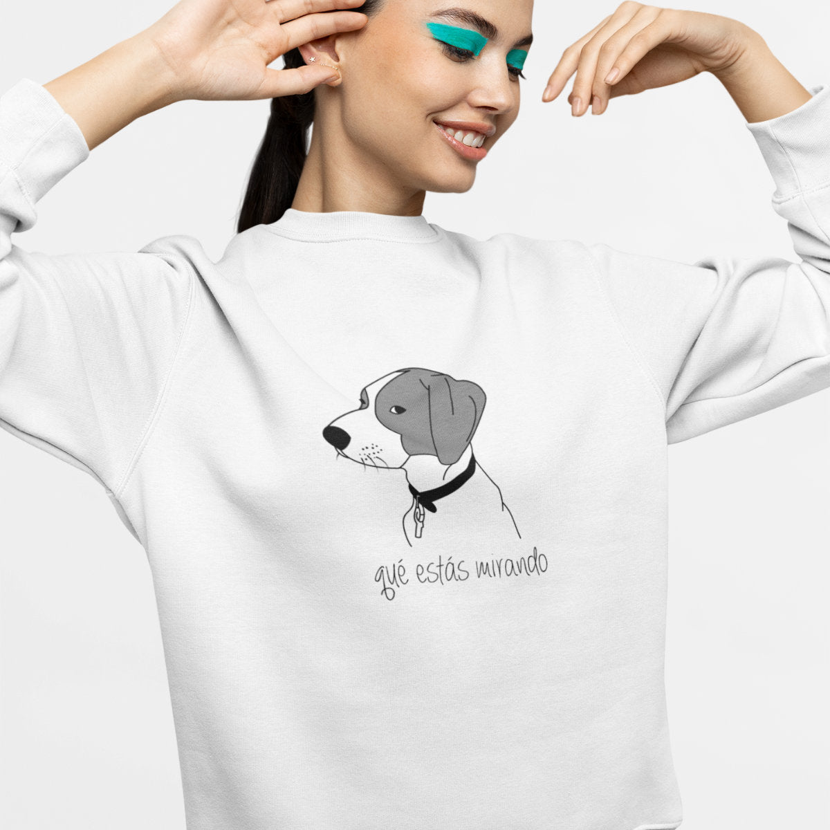 White Sweatshirt Why are you staring at me?