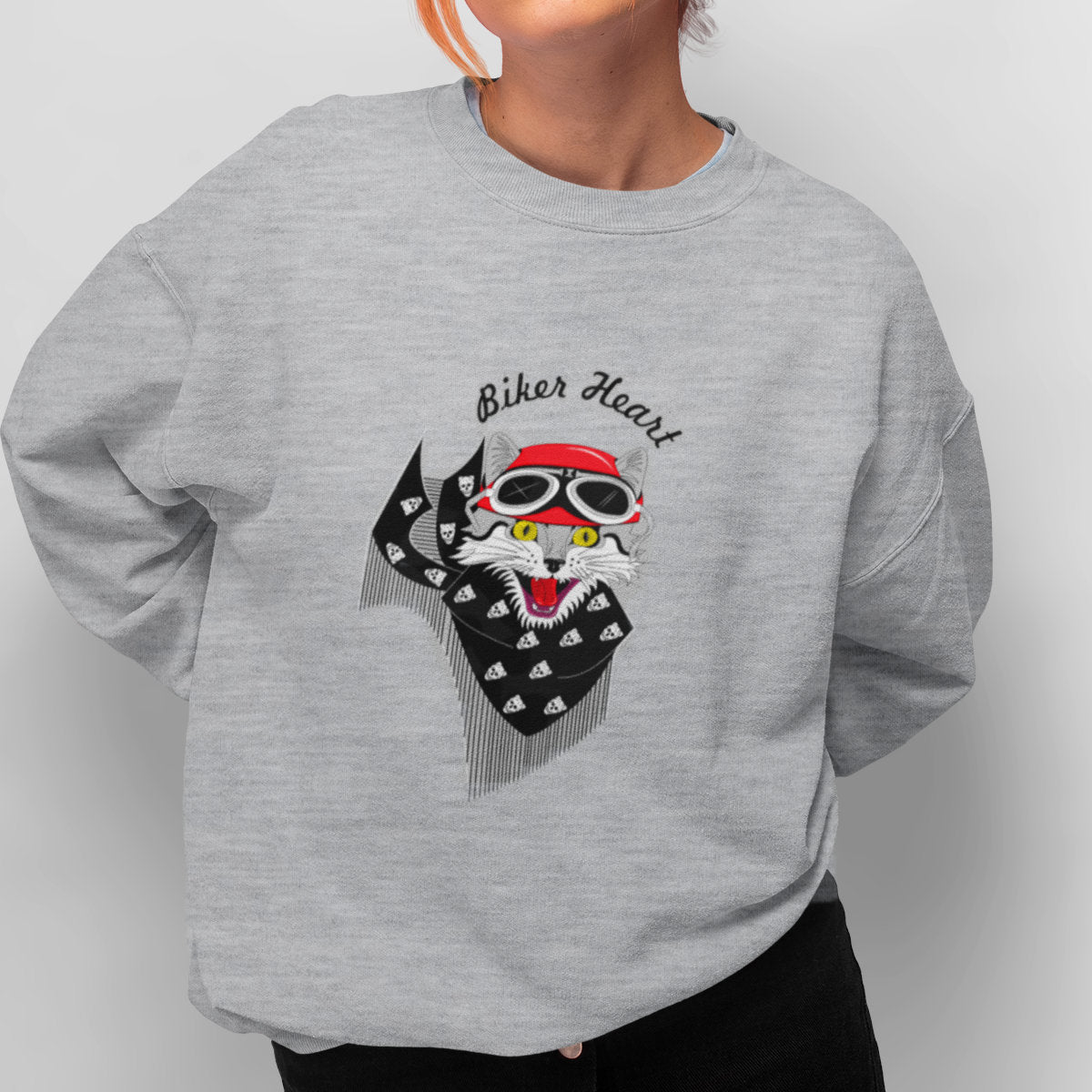 Melange grey Sweatshirt Biker heart